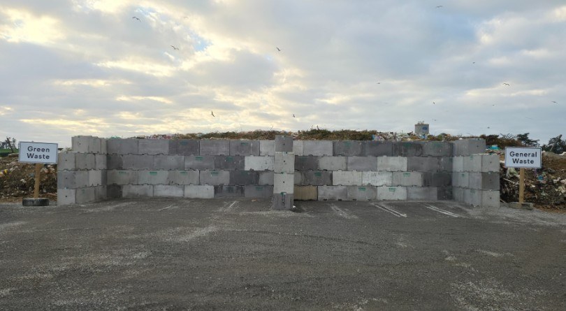 Mt Cooee temporary transfer station bays showing Green Waste and General Waste areas